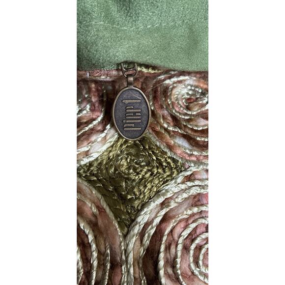 Pier One Retro Green Circles Embroidered 19” X 12” Throw Pillows Solid Back - Picture 4 of 7